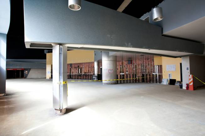 Construction is underway for the main entrance and central bar of Krave Massive, the world's largest gay club, featuring a Top 40 Club, Hip Hop Club, Country Saloon, Men's Revue Show and more in the reconstructed theater space at Neonopolis in downtown Las Vegas, March 7, 2013.